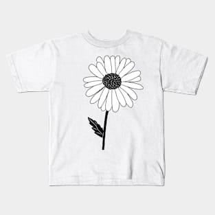 Black and White Daisy Flower Kids T-Shirt